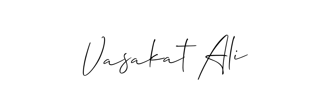 Create a beautiful signature design for name Vasakat Ali. With this signature (Allison_Script) fonts, you can make a handwritten signature for free. Vasakat Ali signature style 2 images and pictures png