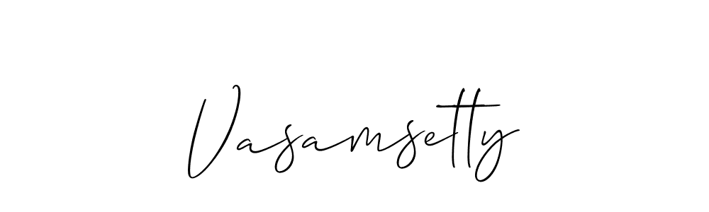 Create a beautiful signature design for name Vasamsetty. With this signature (Allison_Script) fonts, you can make a handwritten signature for free. Vasamsetty signature style 2 images and pictures png