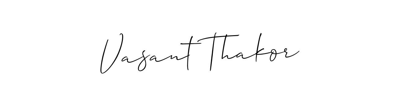 The best way (Allison_Script) to make a short signature is to pick only two or three words in your name. The name Vasant Thakor include a total of six letters. For converting this name. Vasant Thakor signature style 2 images and pictures png
