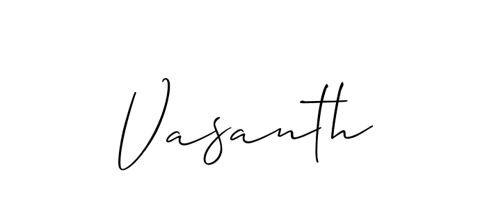 Make a beautiful signature design for name Vasanth. With this signature (Allison_Script) style, you can create a handwritten signature for free. Vasanth signature style 2 images and pictures png