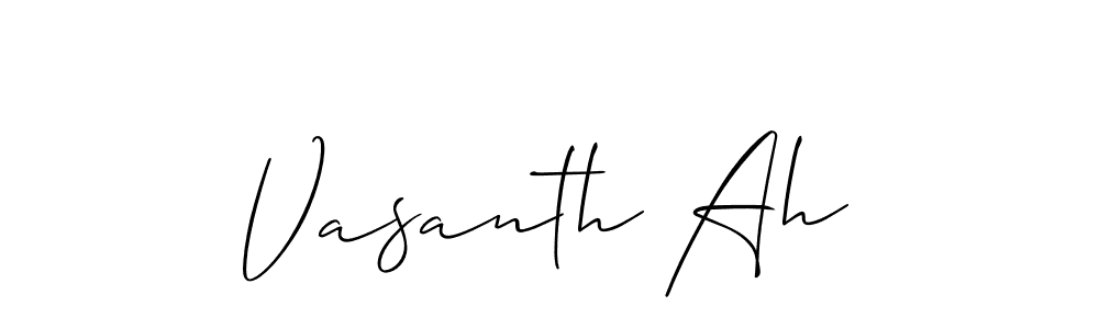The best way (Allison_Script) to make a short signature is to pick only two or three words in your name. The name Vasanth Ah include a total of six letters. For converting this name. Vasanth Ah signature style 2 images and pictures png