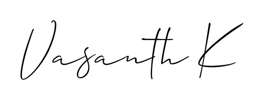 Practice writing Vasanth K with the flow of Allison_Script lettering. A fantastic source of inspiration for developing your personal signature style. Vasanth K signature style 2 images and pictures png