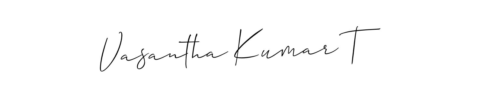 Allison_Script is a professional signature style that is perfect for those who want to add a touch of class to their signature. It is also a great choice for those who want to make their signature more unique. Get Vasantha Kumar T name to fancy signature for free. Vasantha Kumar T signature style 2 images and pictures png