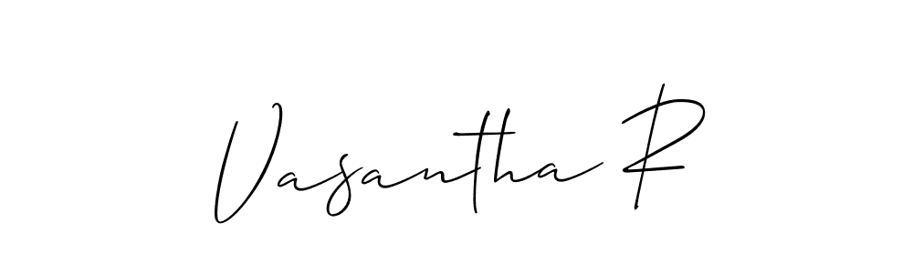 The best way (Allison_Script) to make a short signature is to pick only two or three words in your name. The name Vasantha R include a total of six letters. For converting this name. Vasantha R signature style 2 images and pictures png