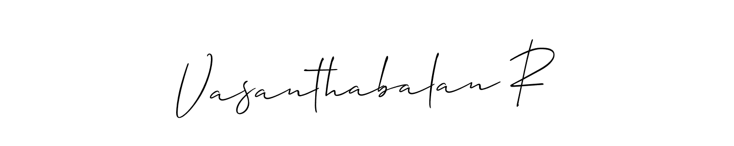 This is the best signature style for the Vasanthabalan R name. Also you like these signature font (Allison_Script). Mix name signature. Vasanthabalan R signature style 2 images and pictures png