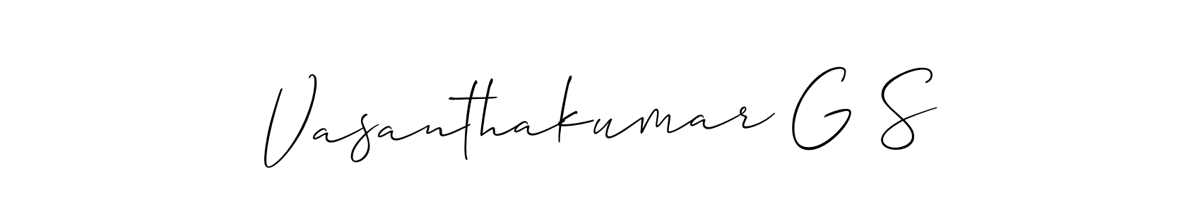 It looks lik you need a new signature style for name Vasanthakumar G S. Design unique handwritten (Allison_Script) signature with our free signature maker in just a few clicks. Vasanthakumar G S signature style 2 images and pictures png