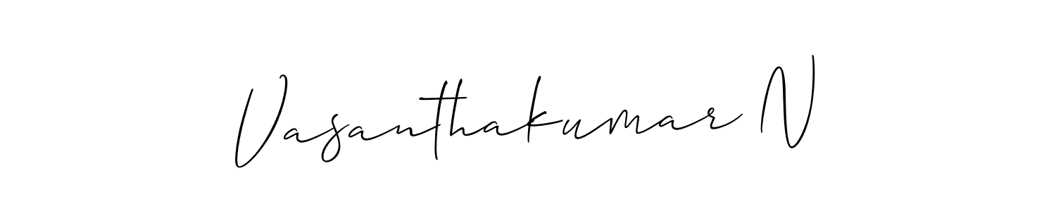 Use a signature maker to create a handwritten signature online. With this signature software, you can design (Allison_Script) your own signature for name Vasanthakumar N. Vasanthakumar N signature style 2 images and pictures png