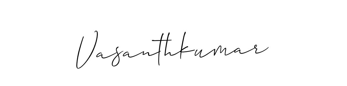 The best way (Allison_Script) to make a short signature is to pick only two or three words in your name. The name Vasanthkumar include a total of six letters. For converting this name. Vasanthkumar signature style 2 images and pictures png