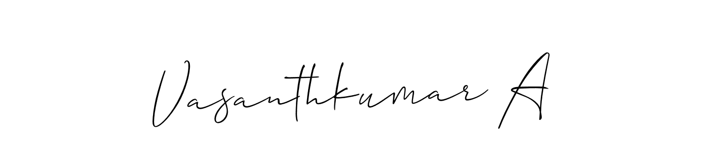 Create a beautiful signature design for name Vasanthkumar A. With this signature (Allison_Script) fonts, you can make a handwritten signature for free. Vasanthkumar A signature style 2 images and pictures png