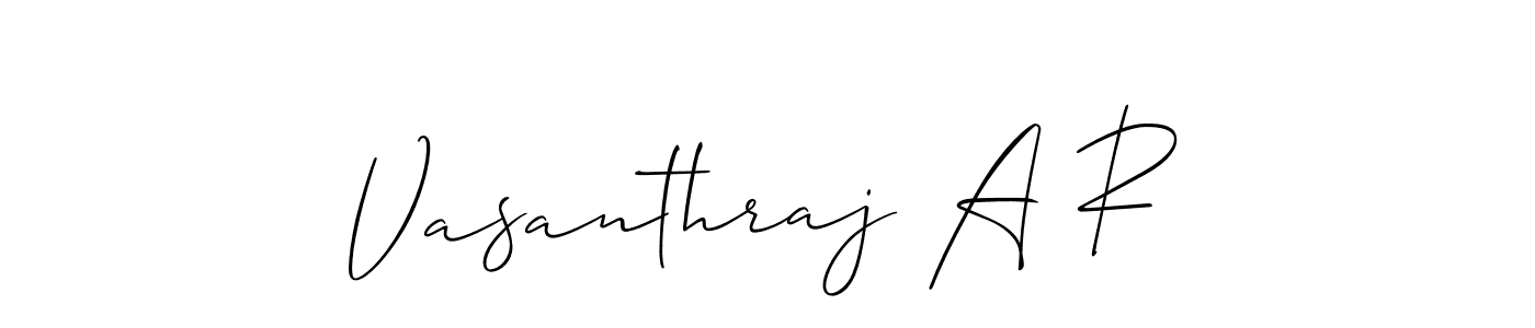 Allison_Script is a professional signature style that is perfect for those who want to add a touch of class to their signature. It is also a great choice for those who want to make their signature more unique. Get Vasanthraj A R name to fancy signature for free. Vasanthraj A R signature style 2 images and pictures png