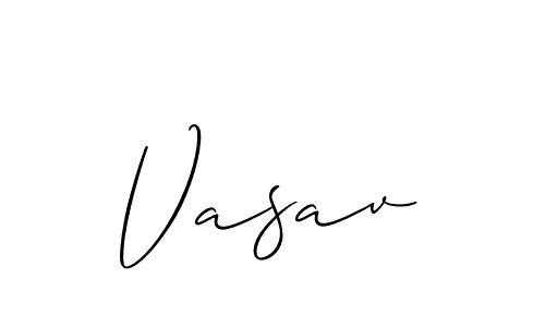 The best way (Allison_Script) to make a short signature is to pick only two or three words in your name. The name Vasav include a total of six letters. For converting this name. Vasav signature style 2 images and pictures png