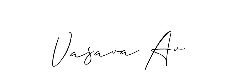 Allison_Script is a professional signature style that is perfect for those who want to add a touch of class to their signature. It is also a great choice for those who want to make their signature more unique. Get Vasava Av name to fancy signature for free. Vasava Av signature style 2 images and pictures png