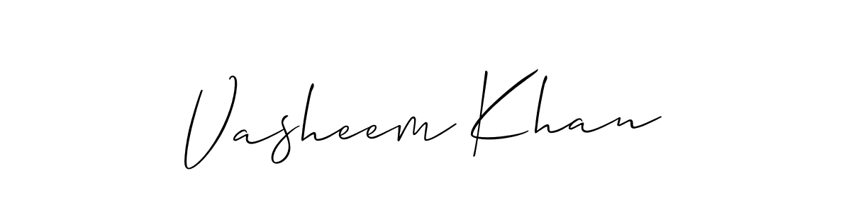 Make a beautiful signature design for name Vasheem Khan. With this signature (Allison_Script) style, you can create a handwritten signature for free. Vasheem Khan signature style 2 images and pictures png