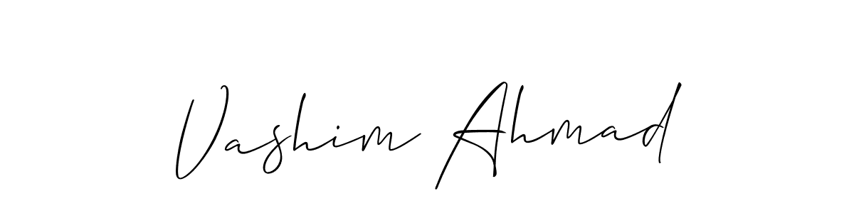 Make a beautiful signature design for name Vashim Ahmad. With this signature (Allison_Script) style, you can create a handwritten signature for free. Vashim Ahmad signature style 2 images and pictures png