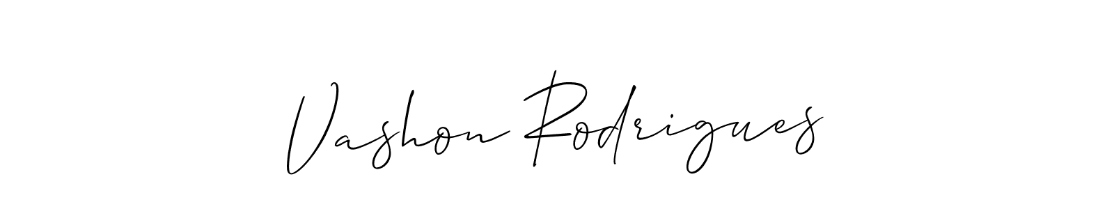 It looks lik you need a new signature style for name Vashon Rodrigues. Design unique handwritten (Allison_Script) signature with our free signature maker in just a few clicks. Vashon Rodrigues signature style 2 images and pictures png