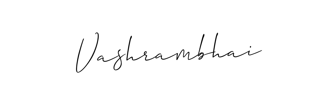 Use a signature maker to create a handwritten signature online. With this signature software, you can design (Allison_Script) your own signature for name Vashrambhai. Vashrambhai signature style 2 images and pictures png