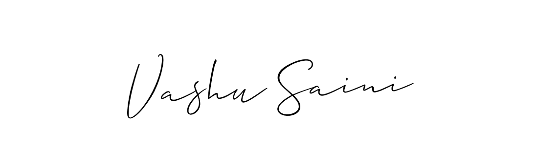 How to make Vashu Saini name signature. Use Allison_Script style for creating short signs online. This is the latest handwritten sign. Vashu Saini signature style 2 images and pictures png