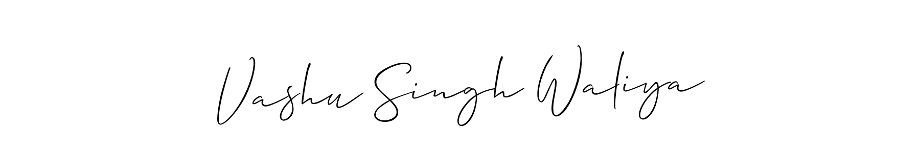 Design your own signature with our free online signature maker. With this signature software, you can create a handwritten (Allison_Script) signature for name Vashu Singh Waliya. Vashu Singh Waliya signature style 2 images and pictures png