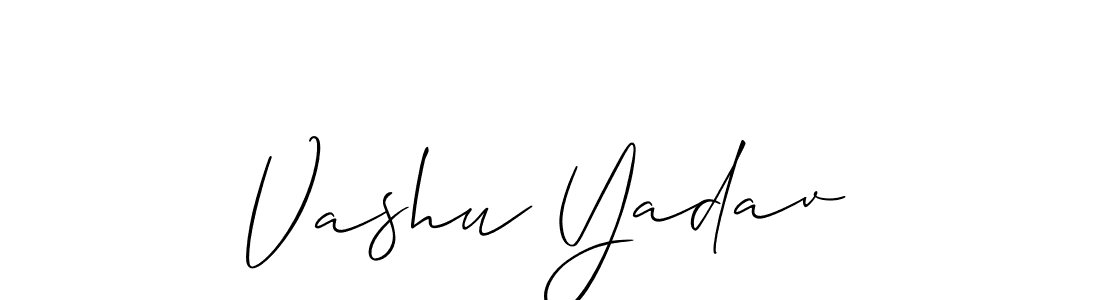 Also You can easily find your signature by using the search form. We will create Vashu Yadav name handwritten signature images for you free of cost using Allison_Script sign style. Vashu Yadav signature style 2 images and pictures png