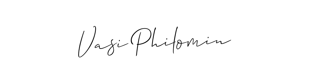 You should practise on your own different ways (Allison_Script) to write your name (Vasi Philomin) in signature. don't let someone else do it for you. Vasi Philomin signature style 2 images and pictures png