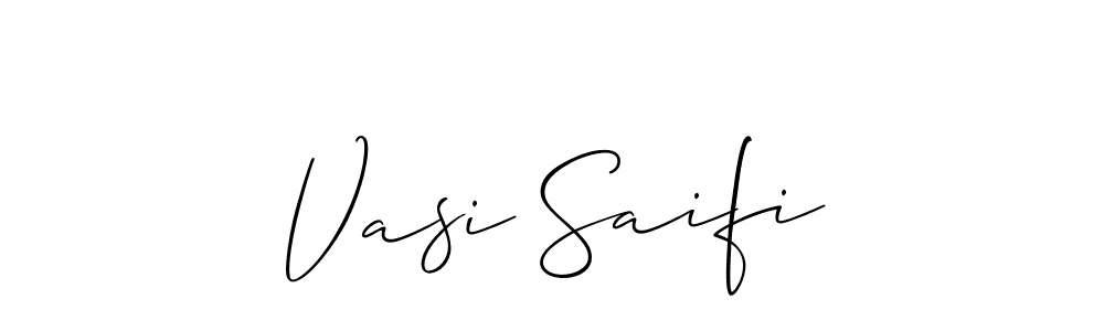 Make a beautiful signature design for name Vasi Saifi. With this signature (Allison_Script) style, you can create a handwritten signature for free. Vasi Saifi signature style 2 images and pictures png