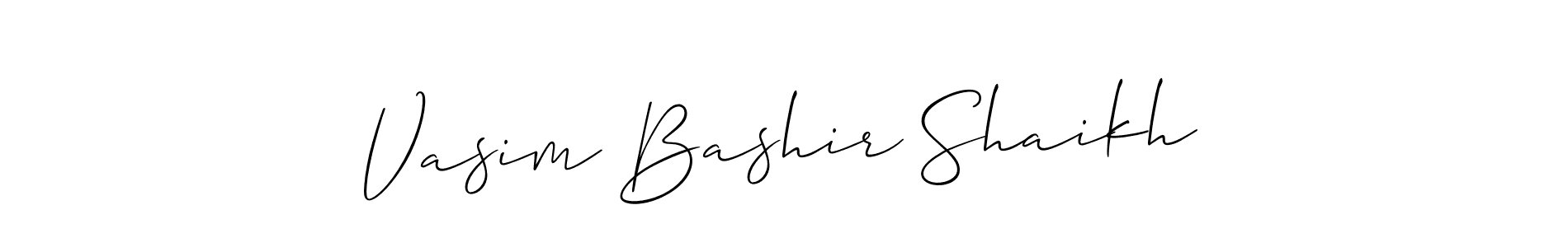 if you are searching for the best signature style for your name Vasim Bashir Shaikh. so please give up your signature search. here we have designed multiple signature styles  using Allison_Script. Vasim Bashir Shaikh signature style 2 images and pictures png