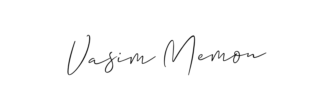 Use a signature maker to create a handwritten signature online. With this signature software, you can design (Allison_Script) your own signature for name Vasim Memon. Vasim Memon signature style 2 images and pictures png