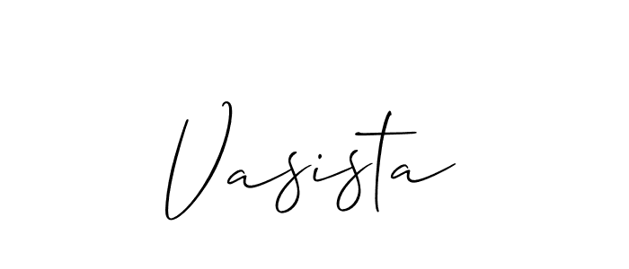 The best way (Allison_Script) to make a short signature is to pick only two or three words in your name. The name Vasista include a total of six letters. For converting this name. Vasista signature style 2 images and pictures png