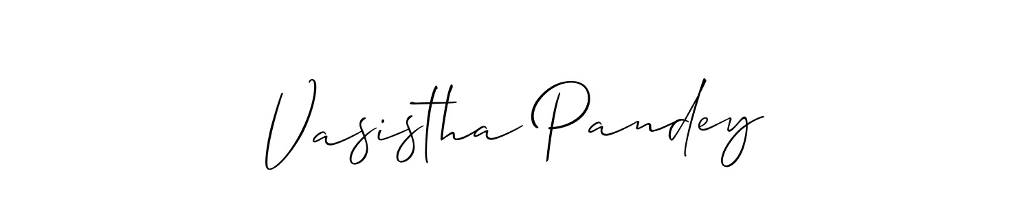 The best way (Allison_Script) to make a short signature is to pick only two or three words in your name. The name Vasistha Pandey include a total of six letters. For converting this name. Vasistha Pandey signature style 2 images and pictures png