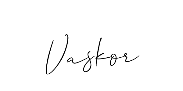 Vaskor stylish signature style. Best Handwritten Sign (Allison_Script) for my name. Handwritten Signature Collection Ideas for my name Vaskor. Vaskor signature style 2 images and pictures png