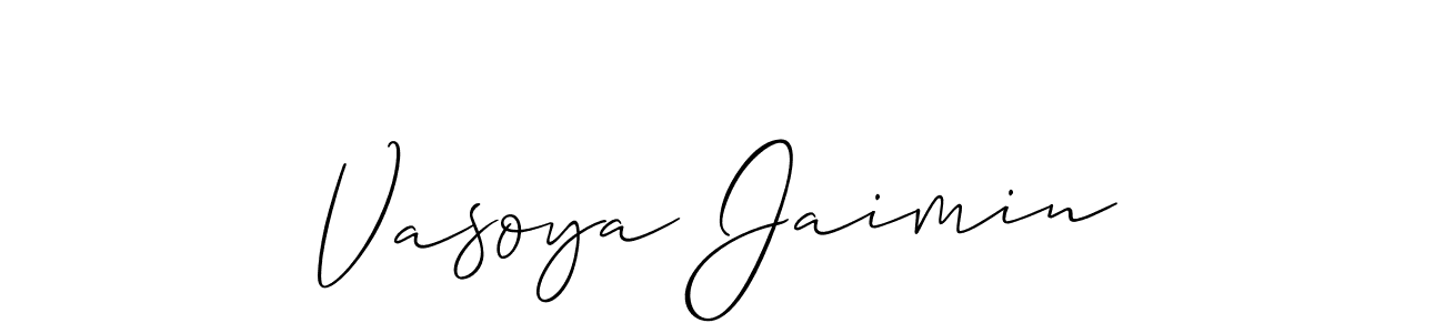 if you are searching for the best signature style for your name Vasoya Jaimin. so please give up your signature search. here we have designed multiple signature styles  using Allison_Script. Vasoya Jaimin signature style 2 images and pictures png