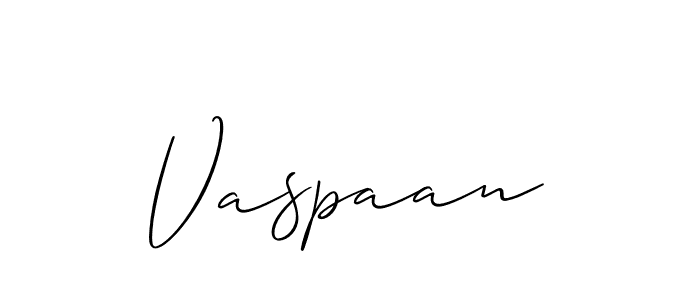 The best way (Allison_Script) to make a short signature is to pick only two or three words in your name. The name Vaspaan include a total of six letters. For converting this name. Vaspaan signature style 2 images and pictures png