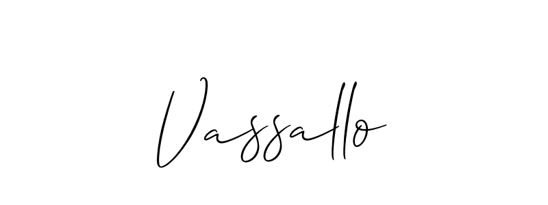 How to make Vassallo signature? Allison_Script is a professional autograph style. Create handwritten signature for Vassallo name. Vassallo signature style 2 images and pictures png