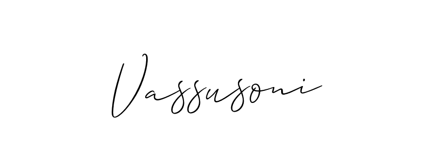 Vassusoni stylish signature style. Best Handwritten Sign (Allison_Script) for my name. Handwritten Signature Collection Ideas for my name Vassusoni. Vassusoni signature style 2 images and pictures png