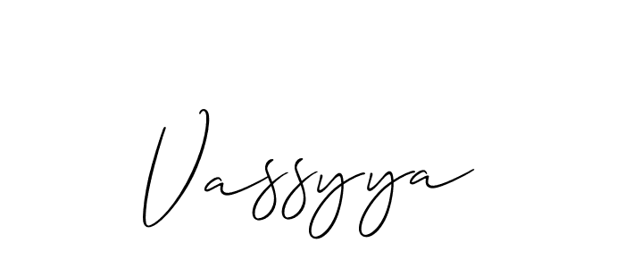 Allison_Script is a professional signature style that is perfect for those who want to add a touch of class to their signature. It is also a great choice for those who want to make their signature more unique. Get Vassyya name to fancy signature for free. Vassyya signature style 2 images and pictures png