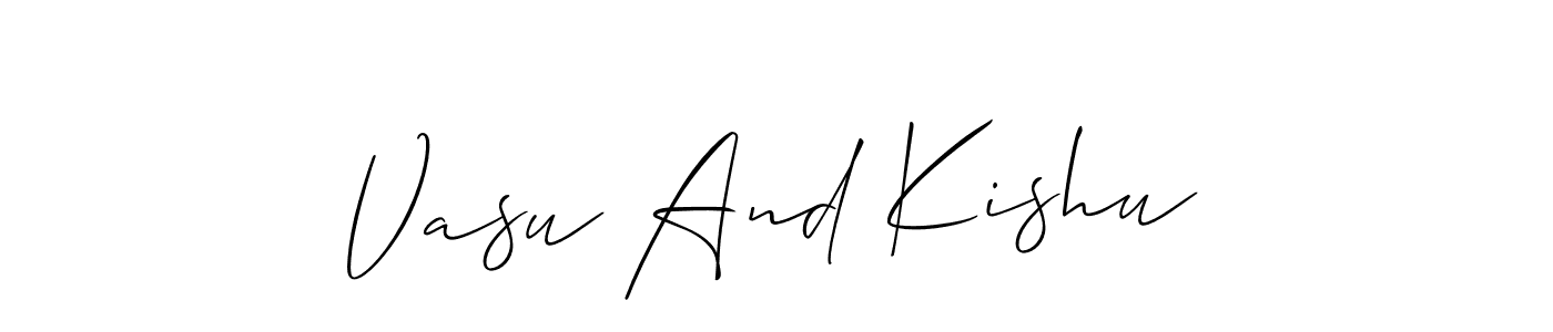 Use a signature maker to create a handwritten signature online. With this signature software, you can design (Allison_Script) your own signature for name Vasu And Kishu. Vasu And Kishu signature style 2 images and pictures png