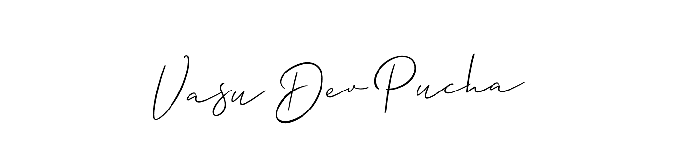 Also we have Vasu Dev Pucha name is the best signature style. Create professional handwritten signature collection using Allison_Script autograph style. Vasu Dev Pucha signature style 2 images and pictures png