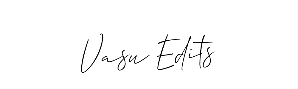 Make a beautiful signature design for name Vasu Edits. With this signature (Allison_Script) style, you can create a handwritten signature for free. Vasu Edits signature style 2 images and pictures png
