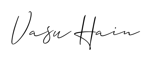 Personalize your online presence with Vasu Hain signature rendered in elegant Allison_Script font. Great for website footers and blogs. Vasu Hain signature style 2 images and pictures png