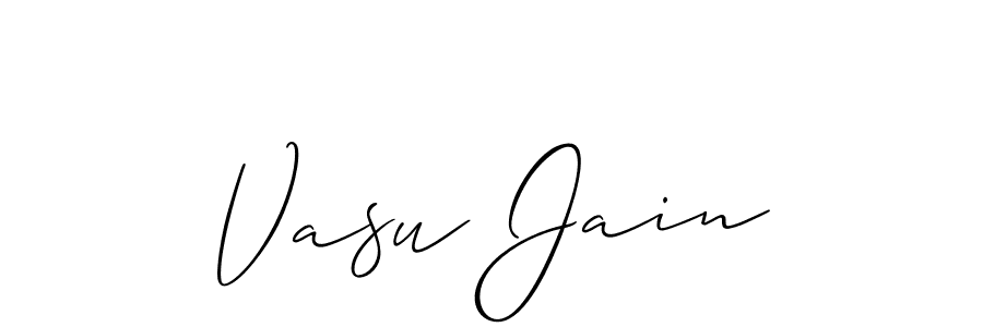 Allison_Script is a professional signature style that is perfect for those who want to add a touch of class to their signature. It is also a great choice for those who want to make their signature more unique. Get Vasu Jain name to fancy signature for free. Vasu Jain signature style 2 images and pictures png
