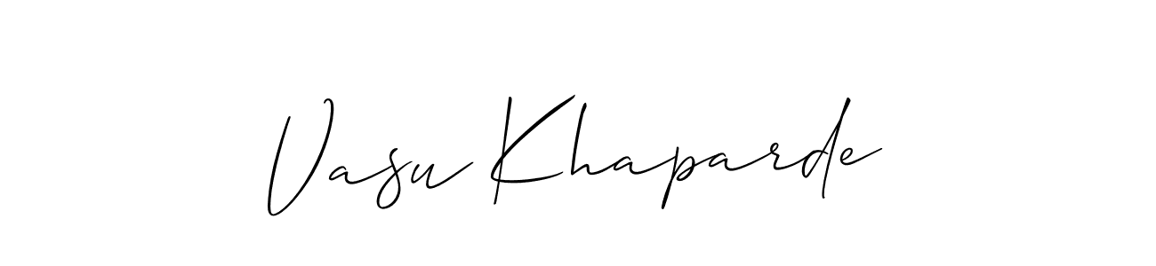 You should practise on your own different ways (Allison_Script) to write your name (Vasu Khaparde) in signature. don't let someone else do it for you. Vasu Khaparde signature style 2 images and pictures png