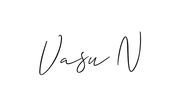 How to make Vasu N name signature. Use Allison_Script style for creating short signs online. This is the latest handwritten sign. Vasu N signature style 2 images and pictures png