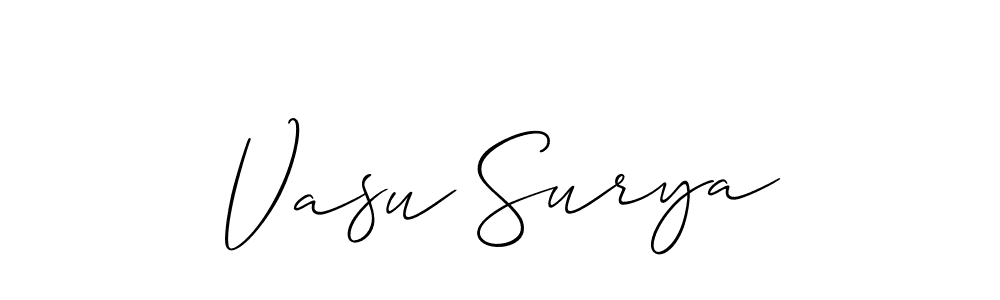 Make a short Vasu Surya signature style. Manage your documents anywhere anytime using Allison_Script. Create and add eSignatures, submit forms, share and send files easily. Vasu Surya signature style 2 images and pictures png