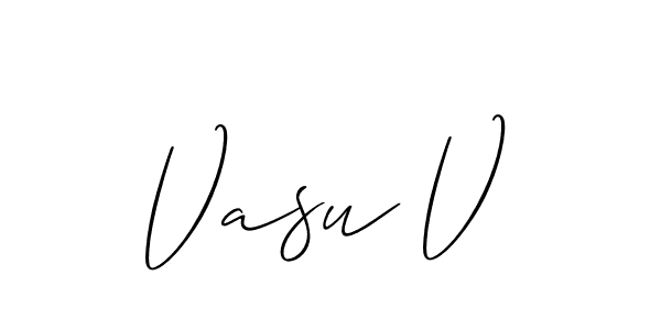 How to Draw Vasu V signature style? Allison_Script is a latest design signature styles for name Vasu V. Vasu V signature style 2 images and pictures png