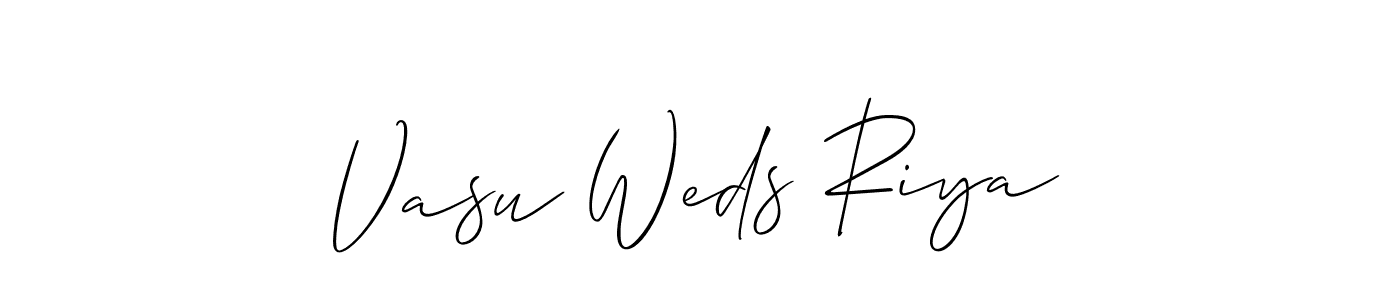 How to make Vasu Weds Riya name signature. Use Allison_Script style for creating short signs online. This is the latest handwritten sign. Vasu Weds Riya signature style 2 images and pictures png