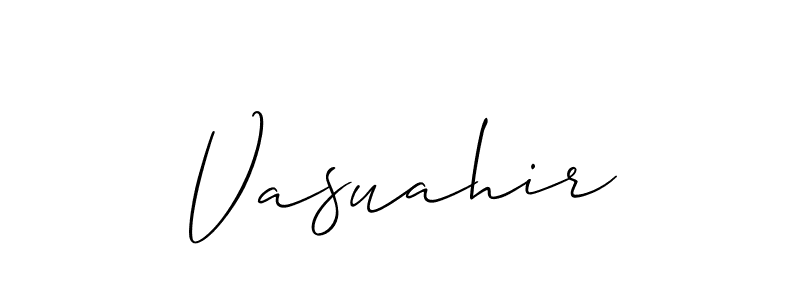 Also we have Vasuahir name is the best signature style. Create professional handwritten signature collection using Allison_Script autograph style. Vasuahir signature style 2 images and pictures png