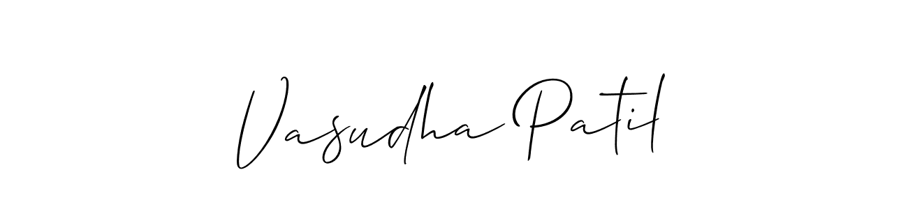 The best way (Allison_Script) to make a short signature is to pick only two or three words in your name. The name Vasudha Patil include a total of six letters. For converting this name. Vasudha Patil signature style 2 images and pictures png