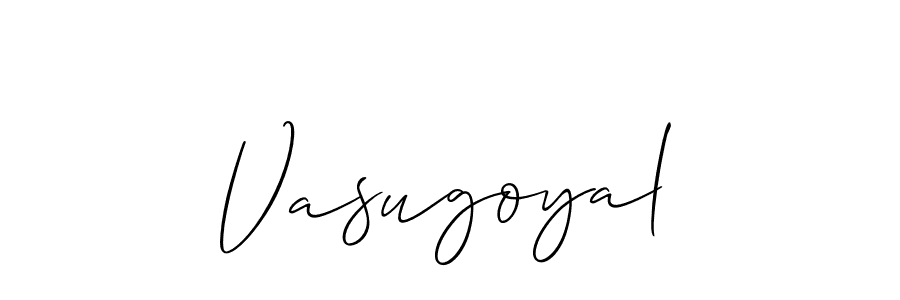 It looks lik you need a new signature style for name Vasugoyal. Design unique handwritten (Allison_Script) signature with our free signature maker in just a few clicks. Vasugoyal signature style 2 images and pictures png