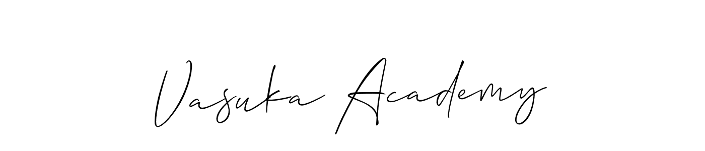 The best way (Allison_Script) to make a short signature is to pick only two or three words in your name. The name Vasuka Academy include a total of six letters. For converting this name. Vasuka Academy signature style 2 images and pictures png