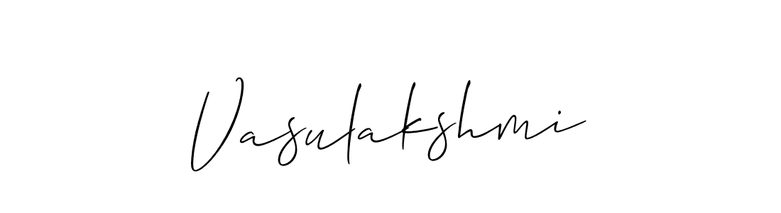 Make a beautiful signature design for name Vasulakshmi. With this signature (Allison_Script) style, you can create a handwritten signature for free. Vasulakshmi signature style 2 images and pictures png